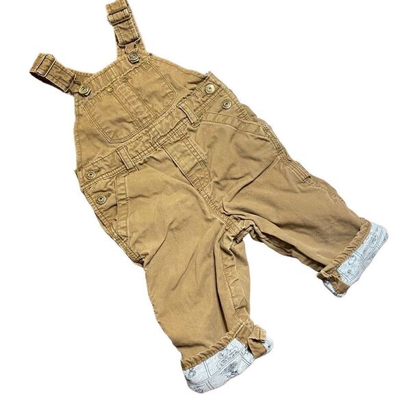 BABY GAP Brown Overalls Peanuts Snoopy Lined - Picture 1 of 10